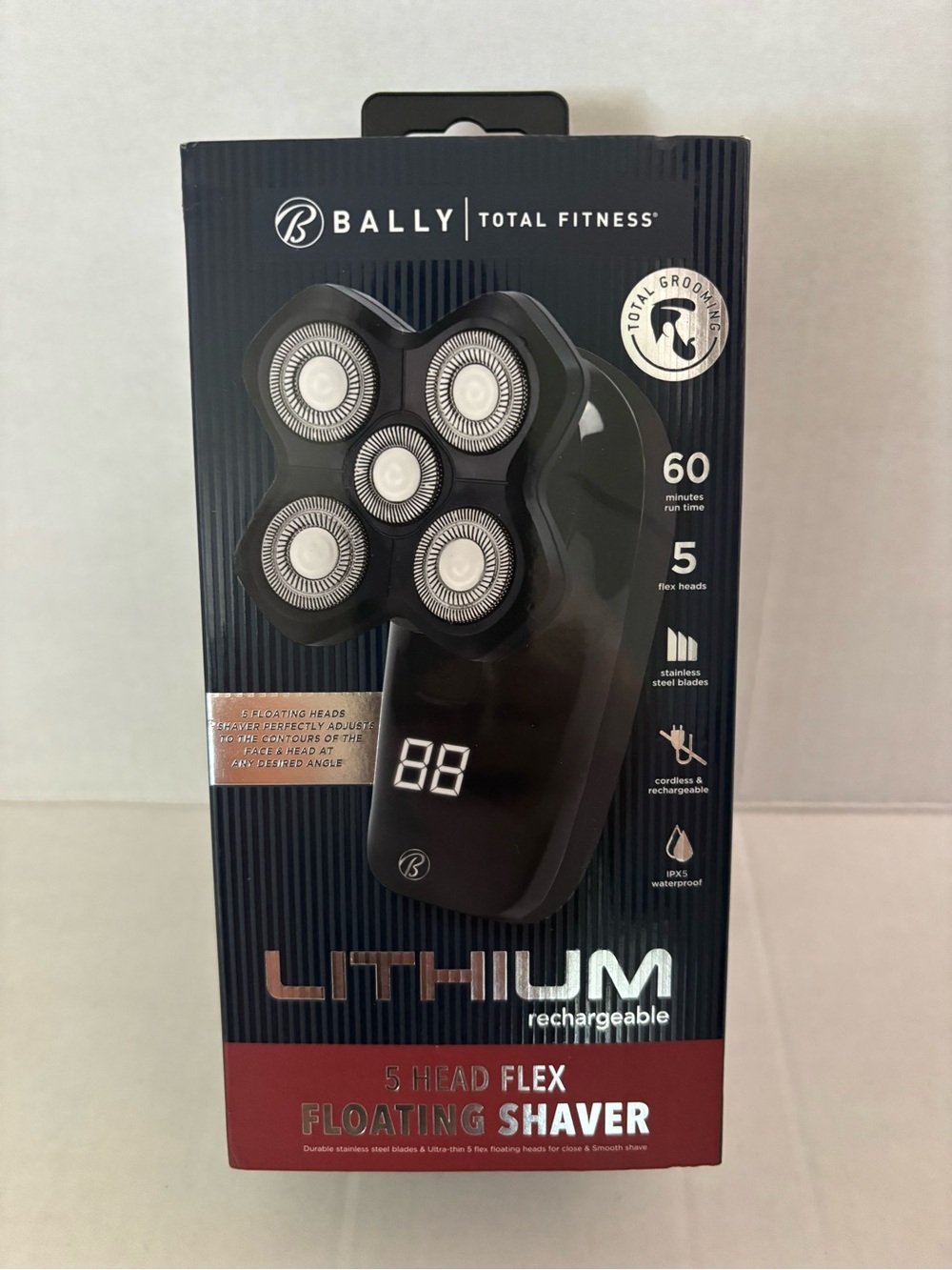 New! Bally Total Fitness Lithium Rechargeable Floating 5 Head Flex Shaver.